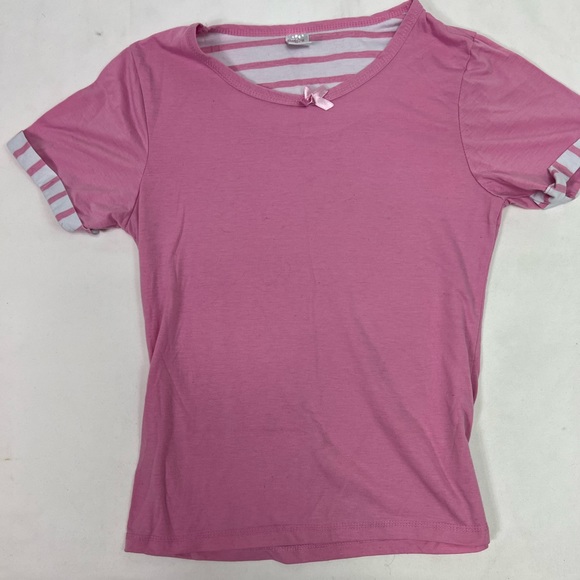#1705 Bodyline Pink Striped Kid’s T-Shirt | Size: M - Picture 1 of 5